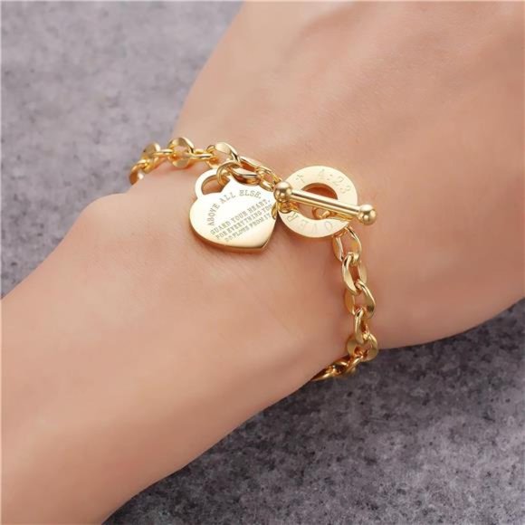 Silver Titanium Steel inspirational Quote Bracelet Bangle Gifts for Women - Picture 3 of 6